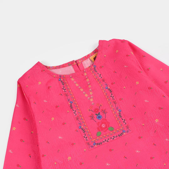 Girls Jacquard Printed 2Pcs (Bloom) - Pink