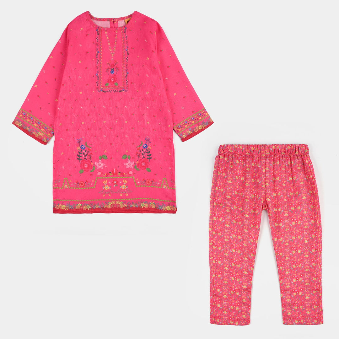 Girls Jacquard Printed 2Pcs (Bloom) - Pink