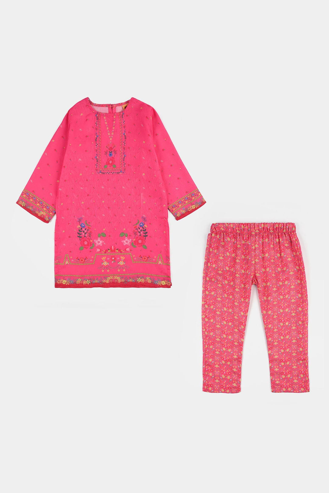 Teens Girls Jacquard Printed 2Pcs (Bloom) - Pink