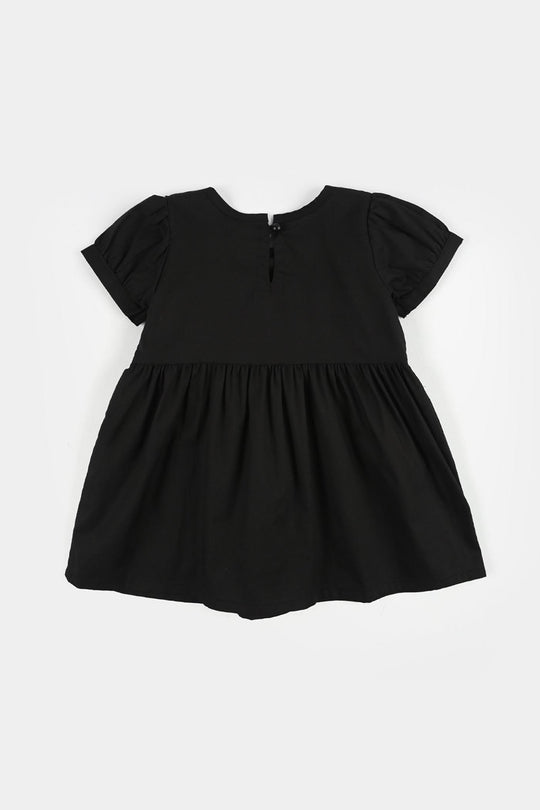 Infant Girls Cotton Frock (Banana) - Black
