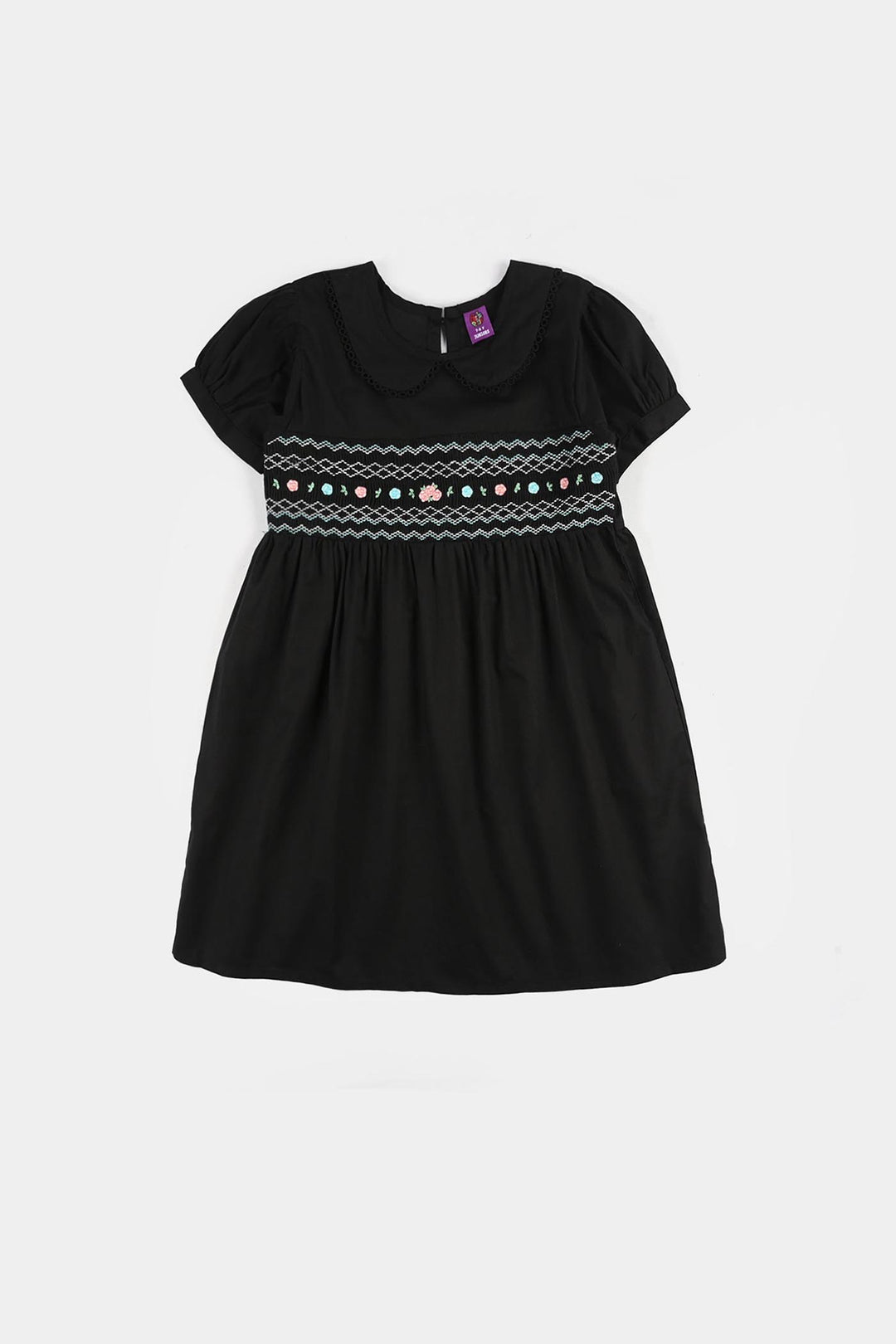 Girls Cotton Frock (Banana) - Black