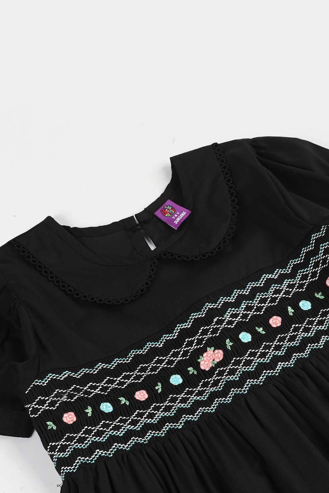 Girls Cotton Frock (Banana) - Black
