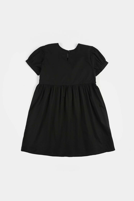Girls Cotton Frock (Banana) - Black