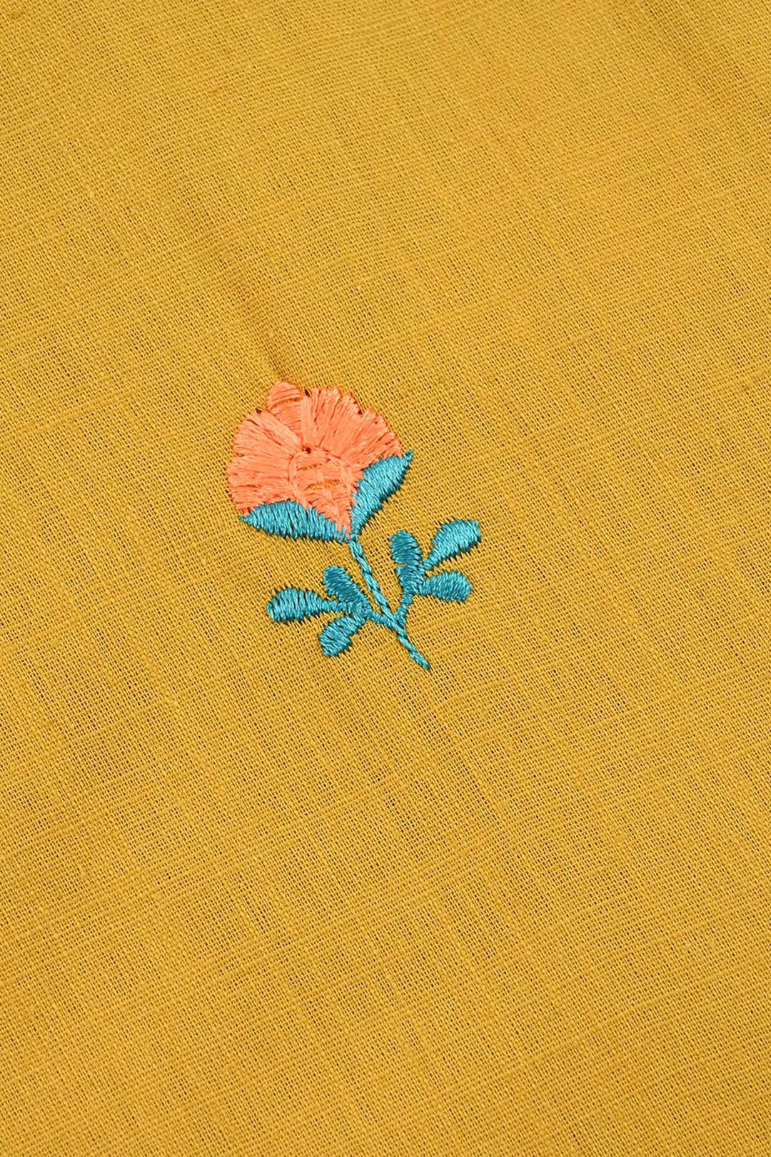 Girls Cotton Slub Embroidered 2-Piece Set (Sama) - Dhani Green