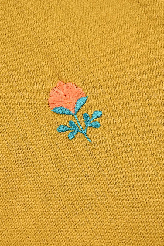 Girls Cotton Slub Embroidered 2-Piece Set (Sama) - Dhani Green