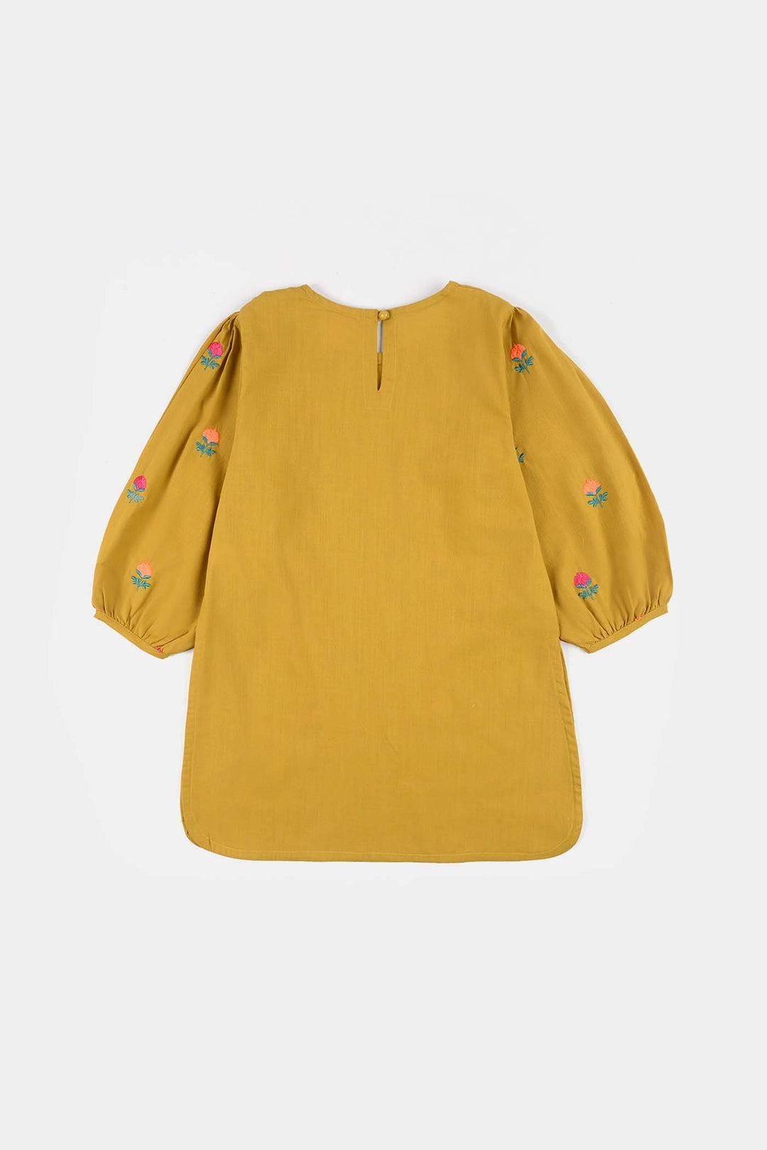 Girls Cotton Slub Embroidered 2-Piece Set (Sama) - Dhani Green