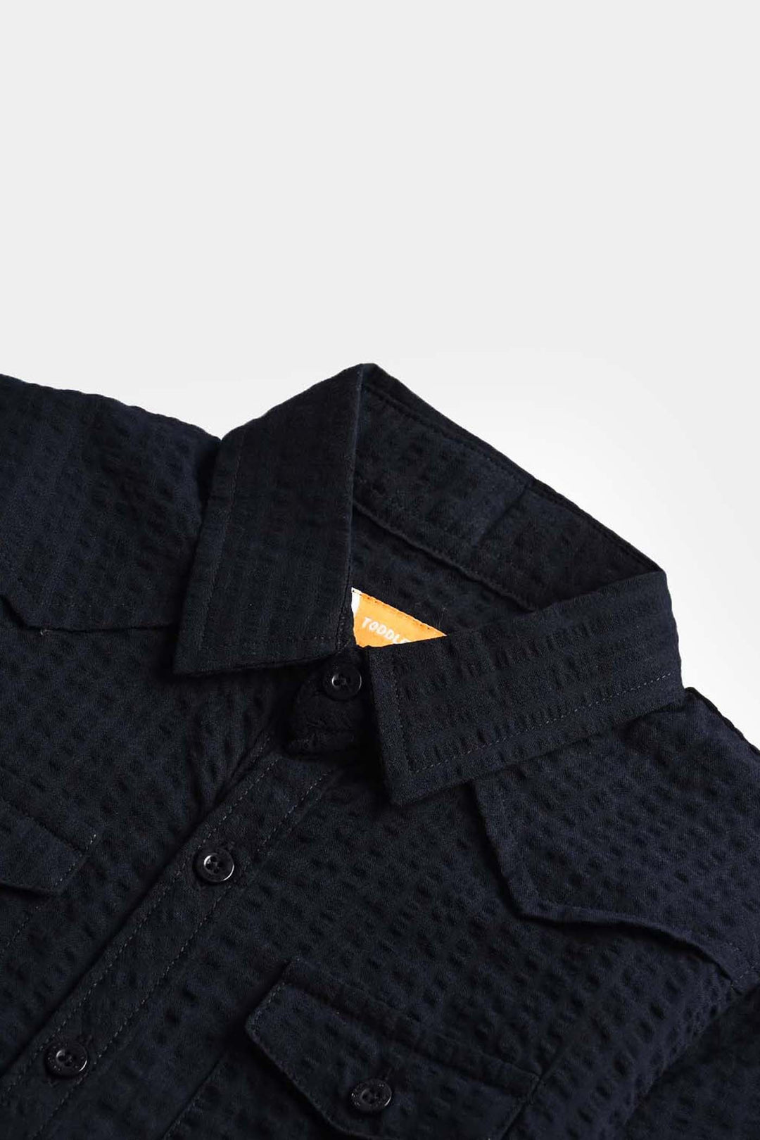 Boys Cotton Shirt F/S (Textured Stripe) - NAVY