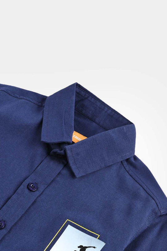 Boys Cotton Shirt (Defying) - NAVY