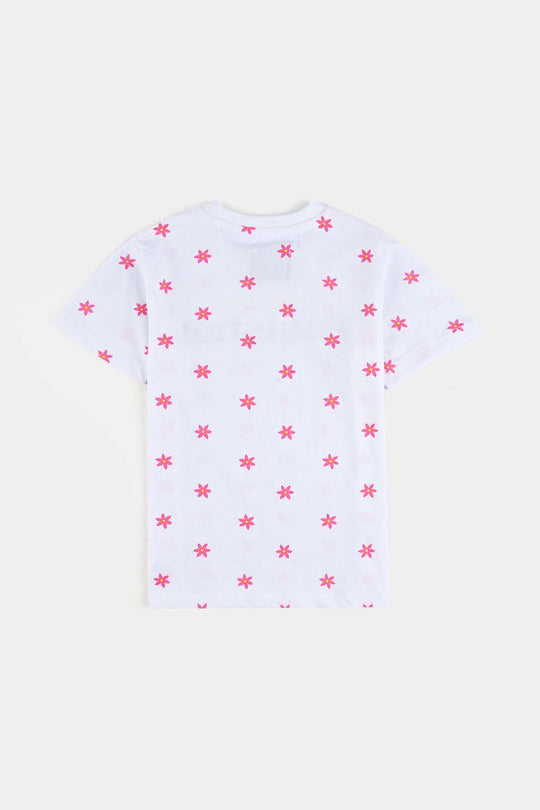 Girls Poly Cotton Jersey T-Shirt H/S  GUL-E-AZADI-Snow White