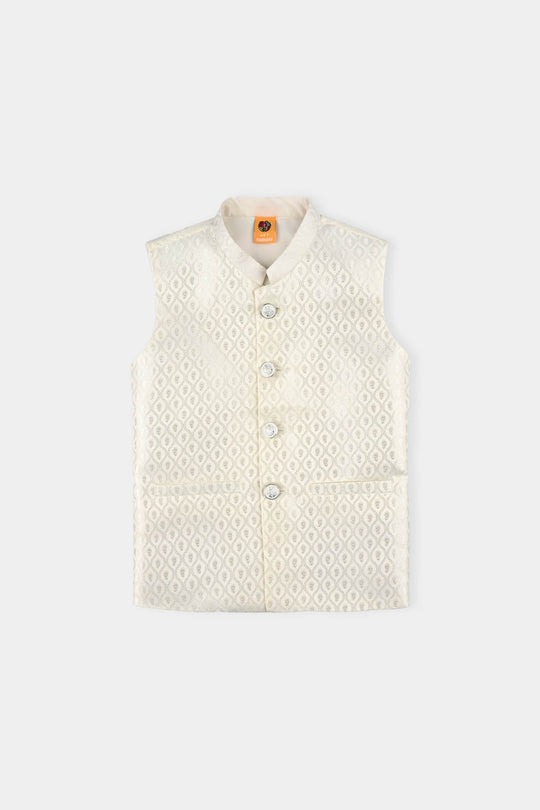 Boys Poly Viscos Waist coat (Blended) - Off White