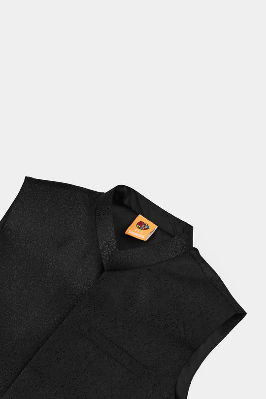 Boys Poly Viscos Waist Coat (Black Funk) - BLACK