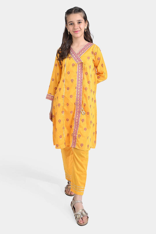 Girls Jacquard 2Pcs Suit-Gold Rod