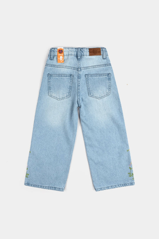 Girls Denim Stretch Pant Emb - LIGHT BLUE