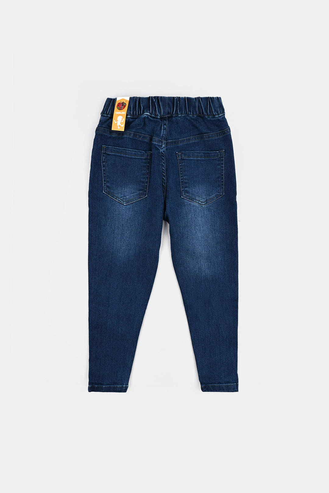 Girls Denim Stretch Jeggings Pocket Flower - Mid Blue