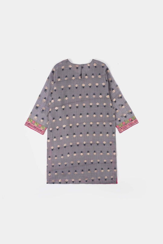 Girls Cotton Jacquard 3Piece Zari Zewar-GREY