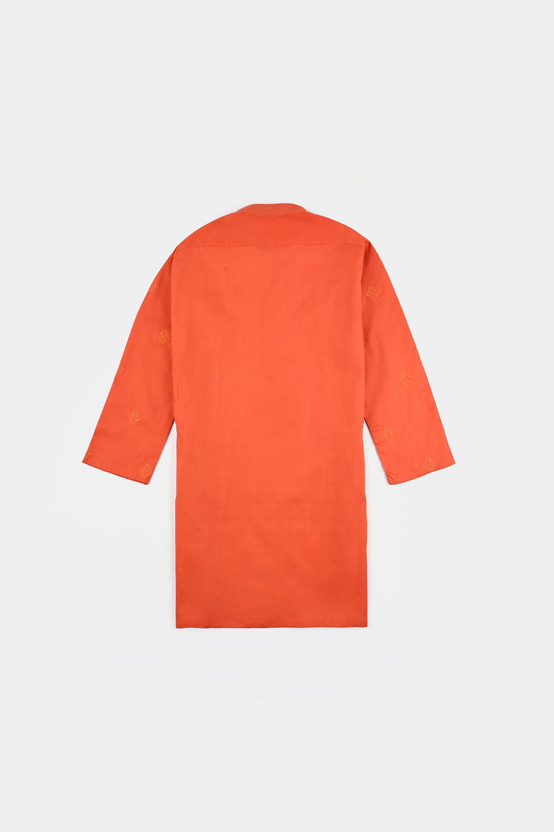 Boys Cotton Poplin Kurta Pajama Suit (Tone On Tone)-Citrus