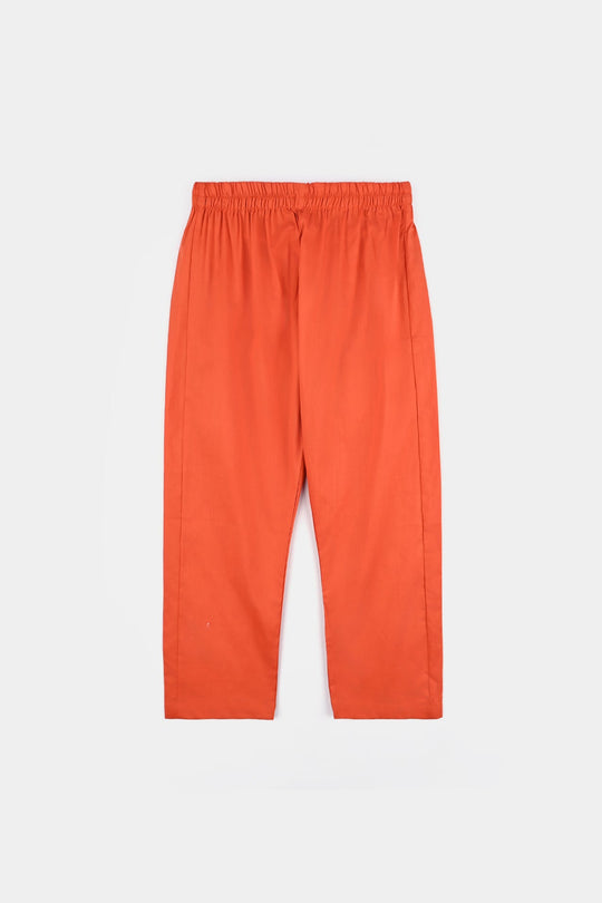 Boys Cotton Poplin Kurta Pajama Suit (Tone On Tone)-Citrus