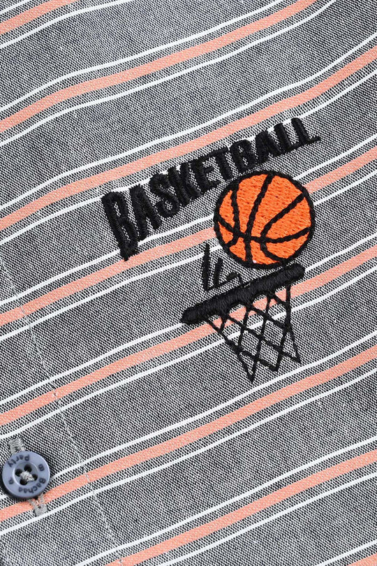 Boys Yarn Dyed Shirt H/S (Champion) - Orange Stripe