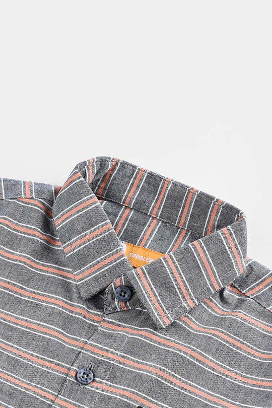 Boys Yarn Dyed Shirt H/S (Champion) - Orange Stripe
