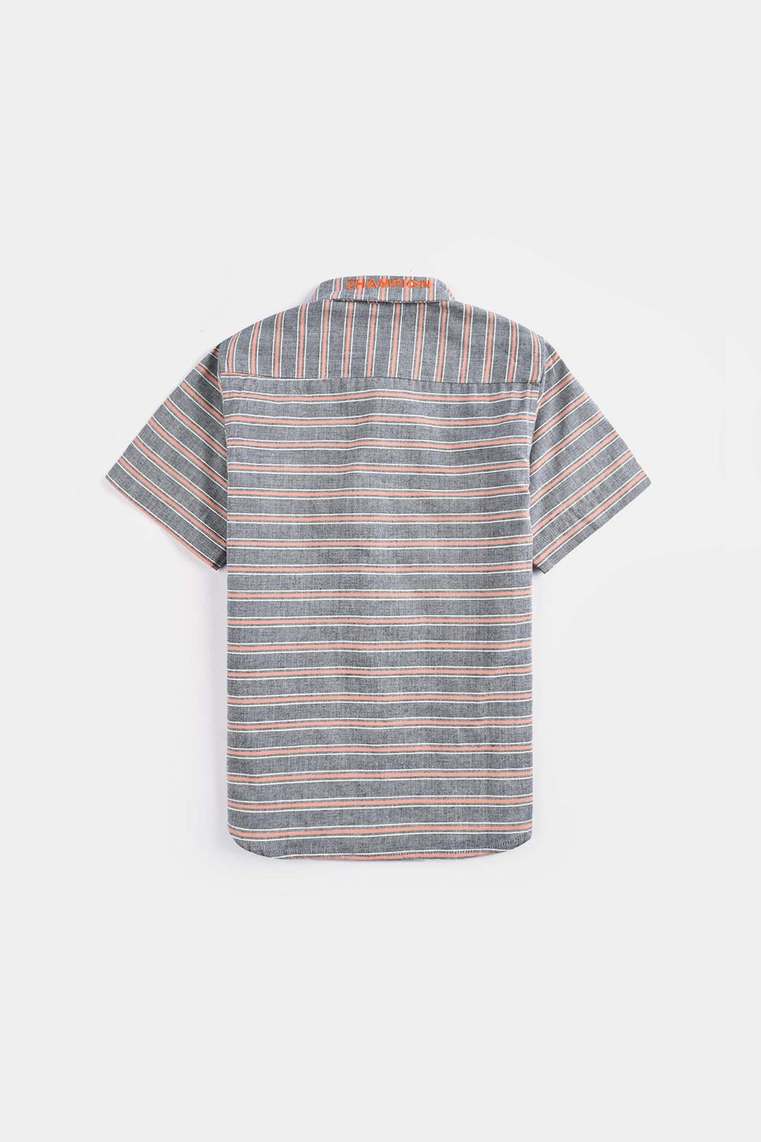 Boys Yarn Dyed Shirt H/S (Champion) - Orange Stripe