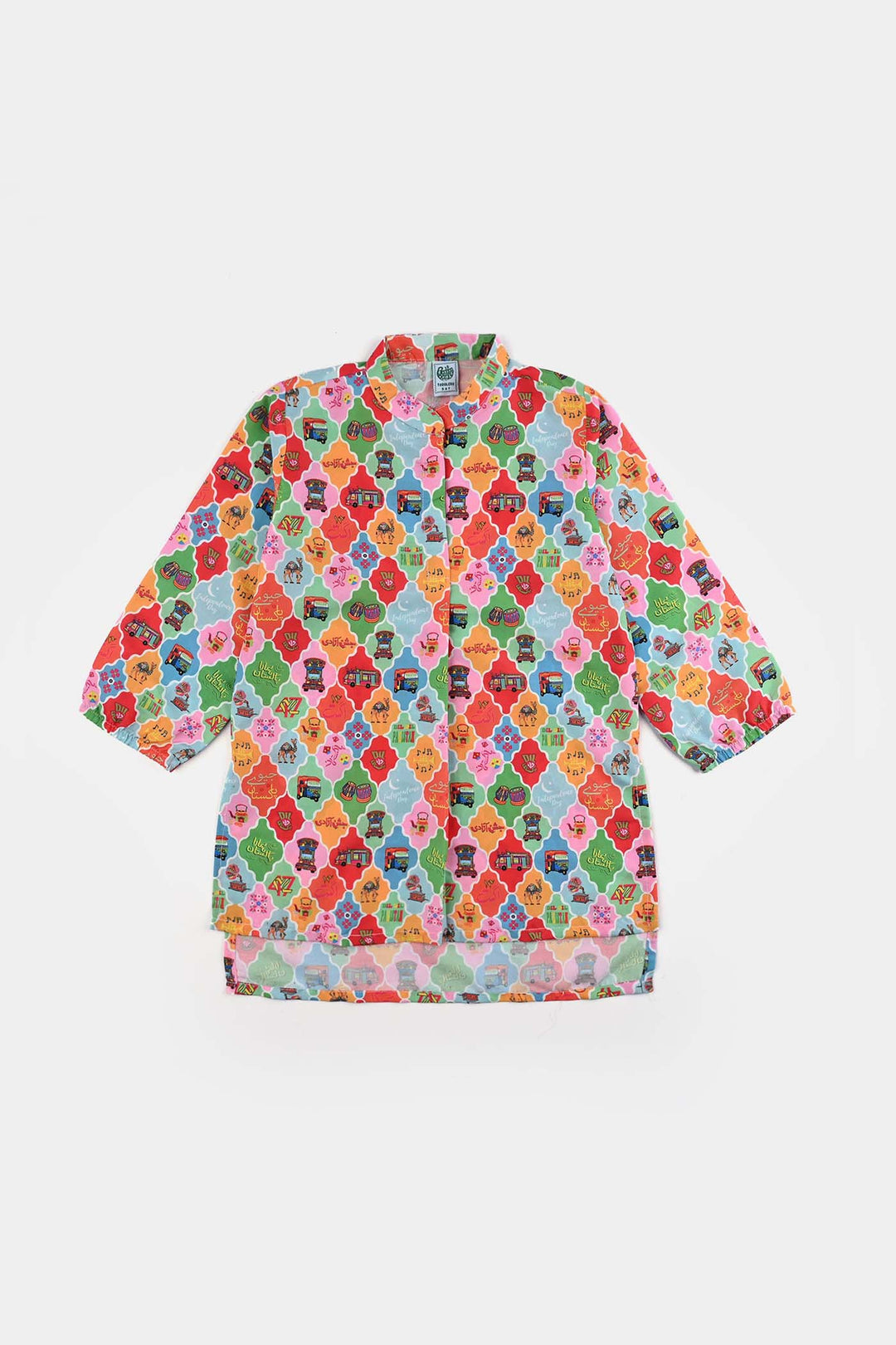 Girls Poly Net Printed 2Pcs RikShaw-Multi