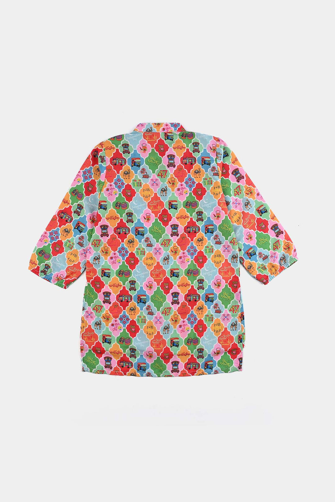 Infant Girls Poly Net Printed 2Pcs RikShaw-Multi