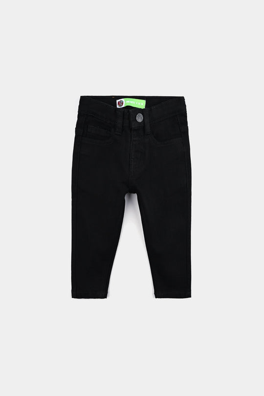 Infant Unisex Denim Stretch Basic Black Pant - BLACK