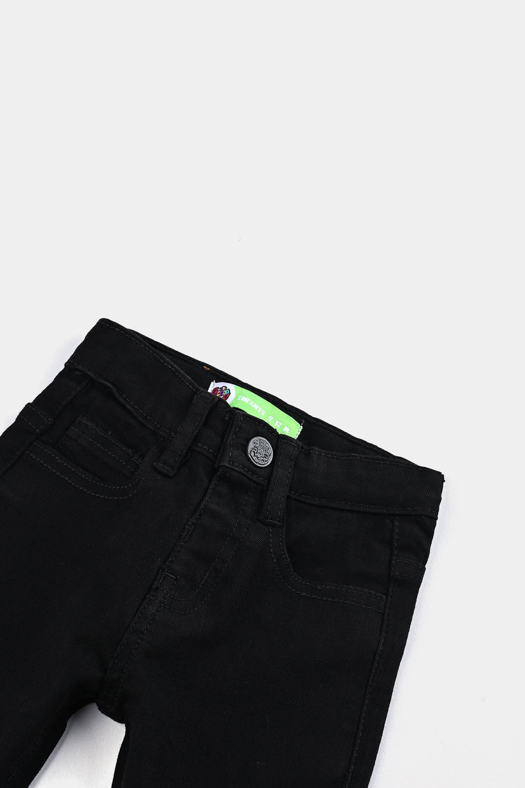 Infant Unisex Denim Stretch Basic Black Pant - BLACK