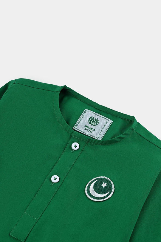 Infant Boys Cotton Poplin Kurta (Basic Funk)-GREEN