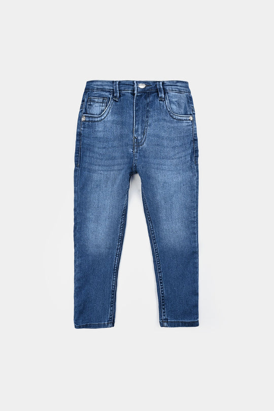 Boys Denim Stretch Pant Basic - Mid Blue
