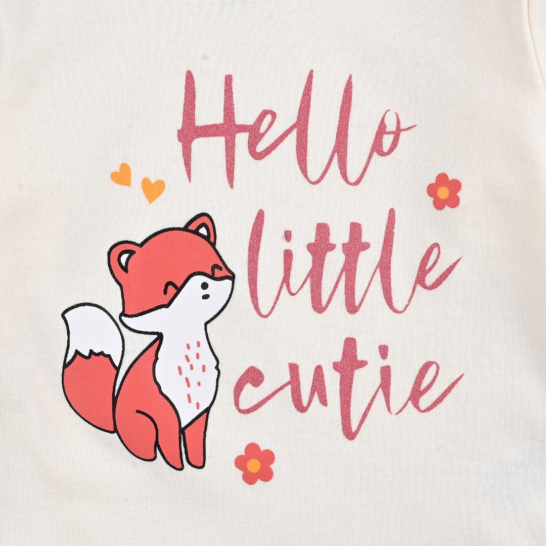 Infant Girls Cotton Interlock Romper F/S HELLO LITTLE CUTIE - Shrt.Bread