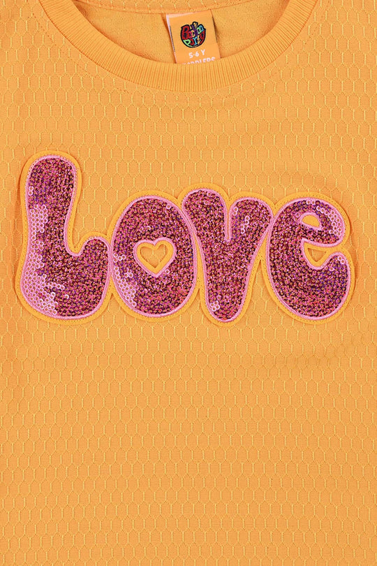 Girls Jacquard T-Shirt H/S Love - Citrus