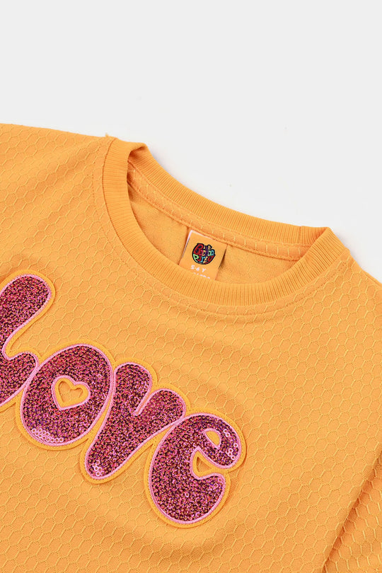 Girls Jacquard T-Shirt H/S Love - Citrus