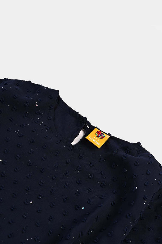 Girls Poly Cotton Casual Top-Blue