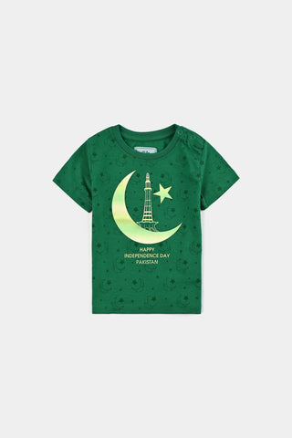 Infant Boys Poly Cotton Jersey Sitaro se aage T-Shirt – Green