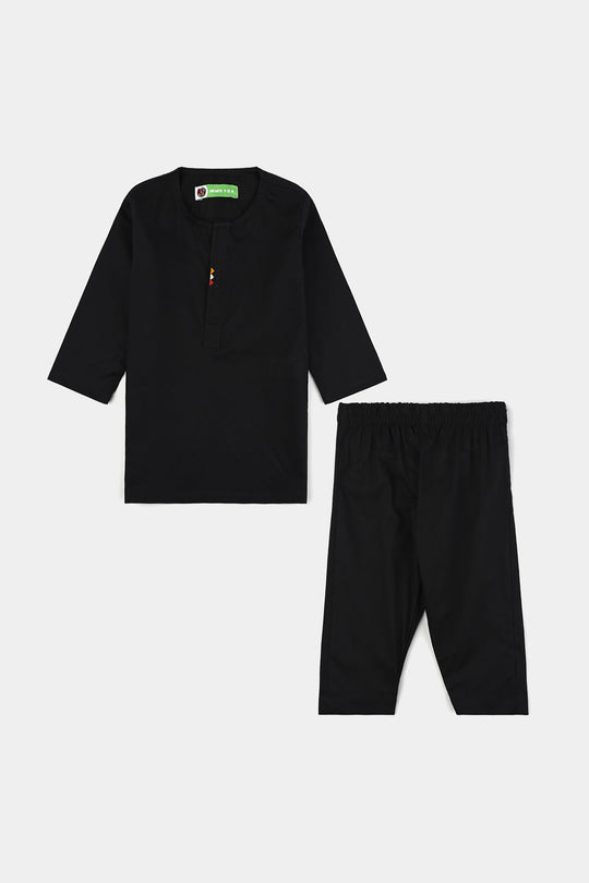 Infant Boys Cotton Poplin Shalwar Suit (Funk Dots)-BLACK