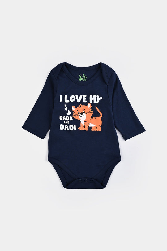 Infant Unisex Cotton Interlock Romper F/S DADA & DADI - NAVY