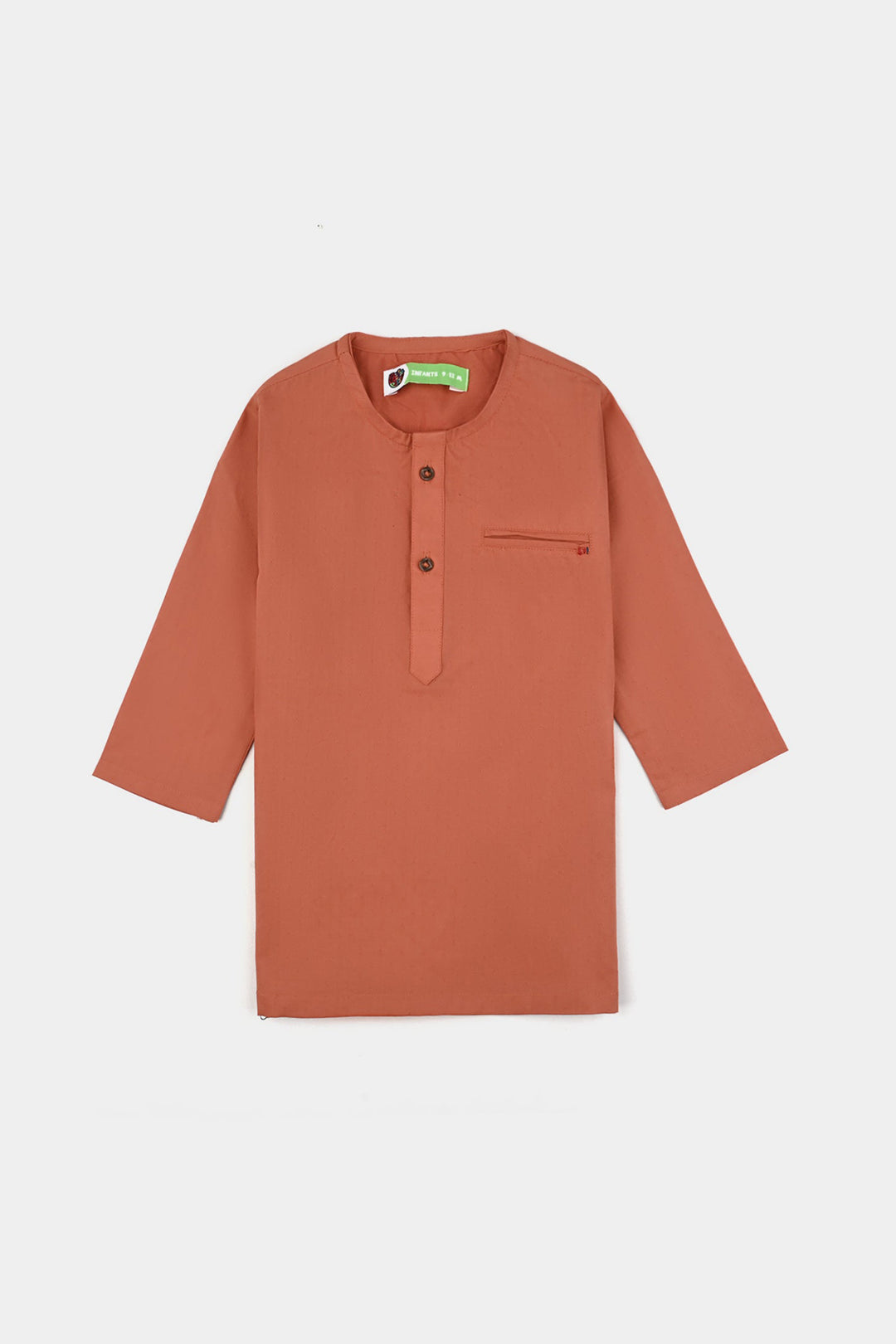 Infant Boys Cotton Shalwar Suit (Pointed Placket)-L/BROWN