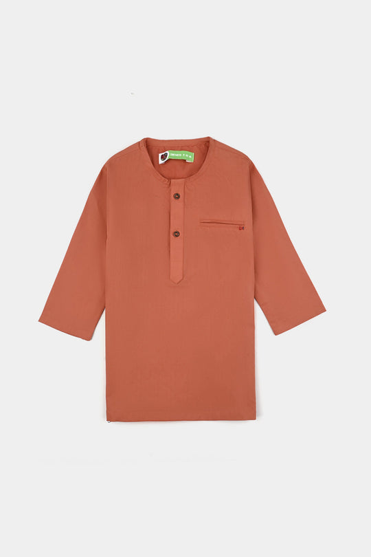 Infant Boys Cotton Shalwar Suit (Pointed Placket)-L/BROWN