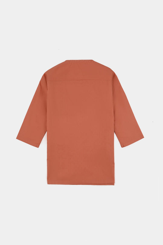 Infant Boys Cotton Shalwar Suit (Pointed Placket)-L/BROWN