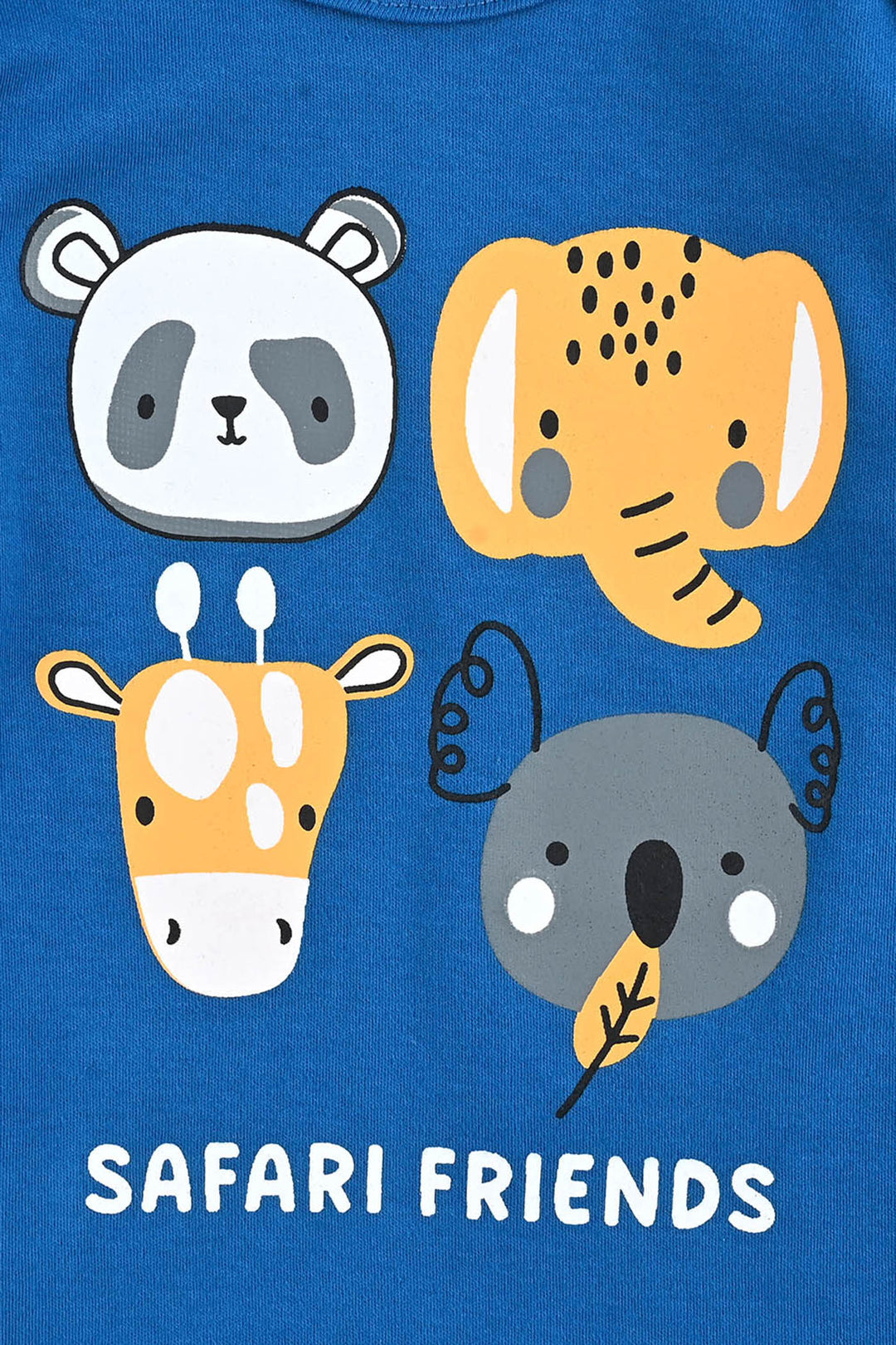 Infant Boys Cotton Interlock Romper F/S SAFARI FRIENDS