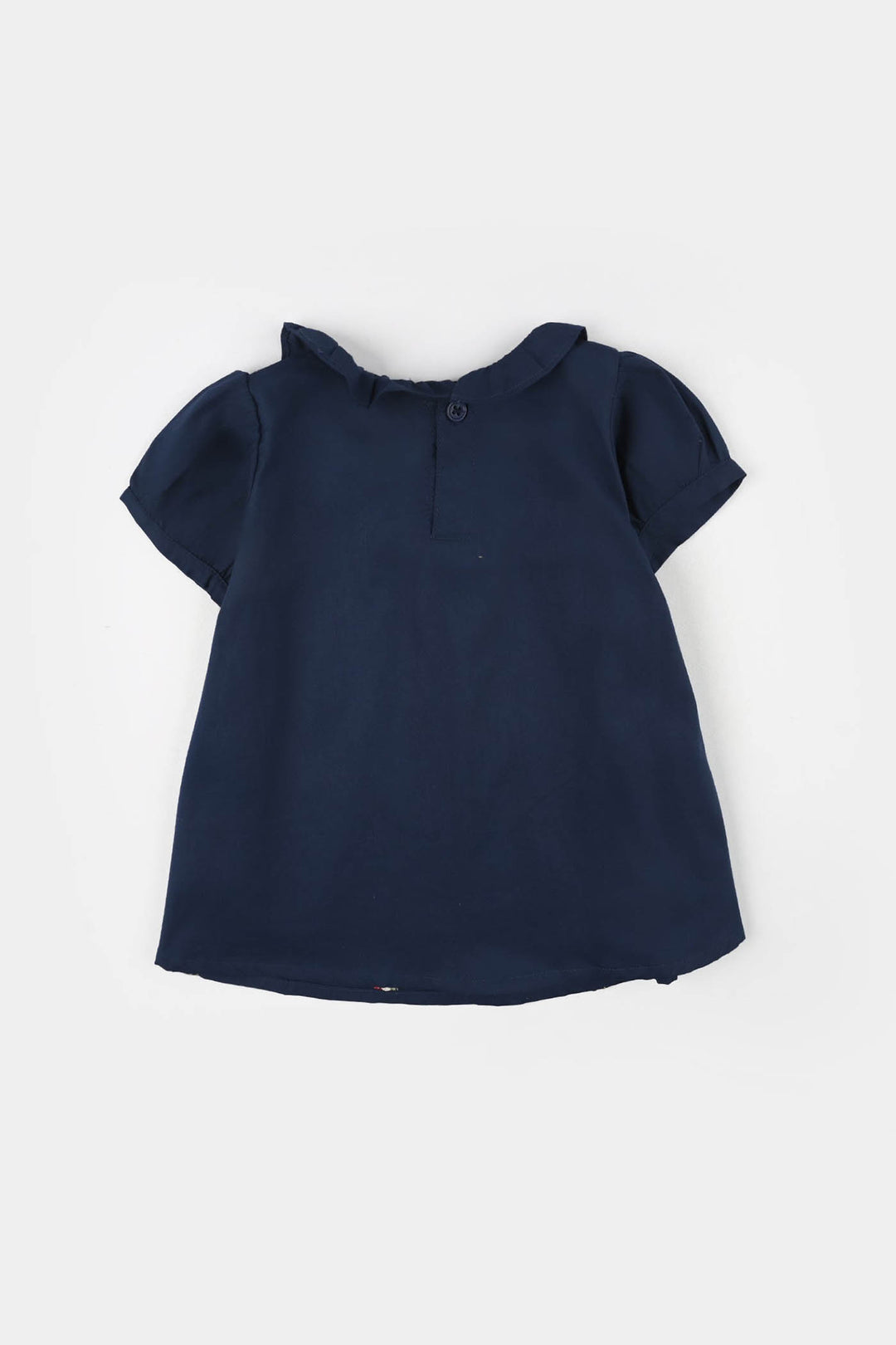 Infant Girls Cotton Embroidered Top (Blue Birds) - Navy Blue