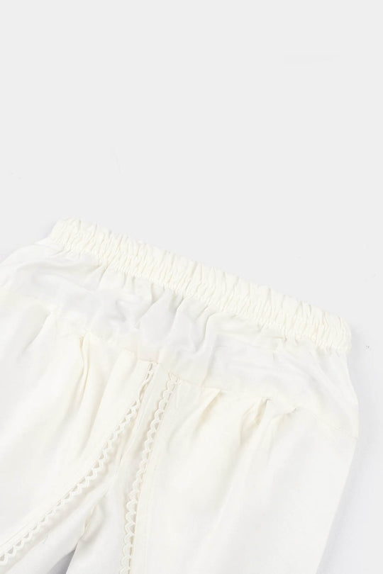Infant Girls Cotton Tulip Shalwar-White
