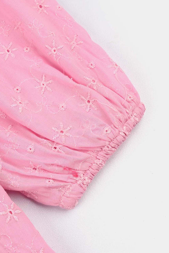 Girls Cotton Emb Top Daffodils-Lilac