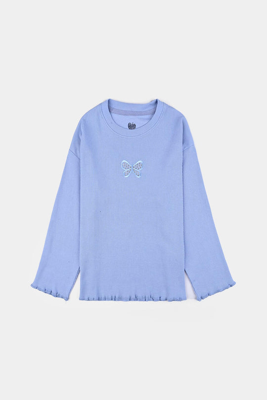 Girls Rib T-Shirt F/S Butterfly