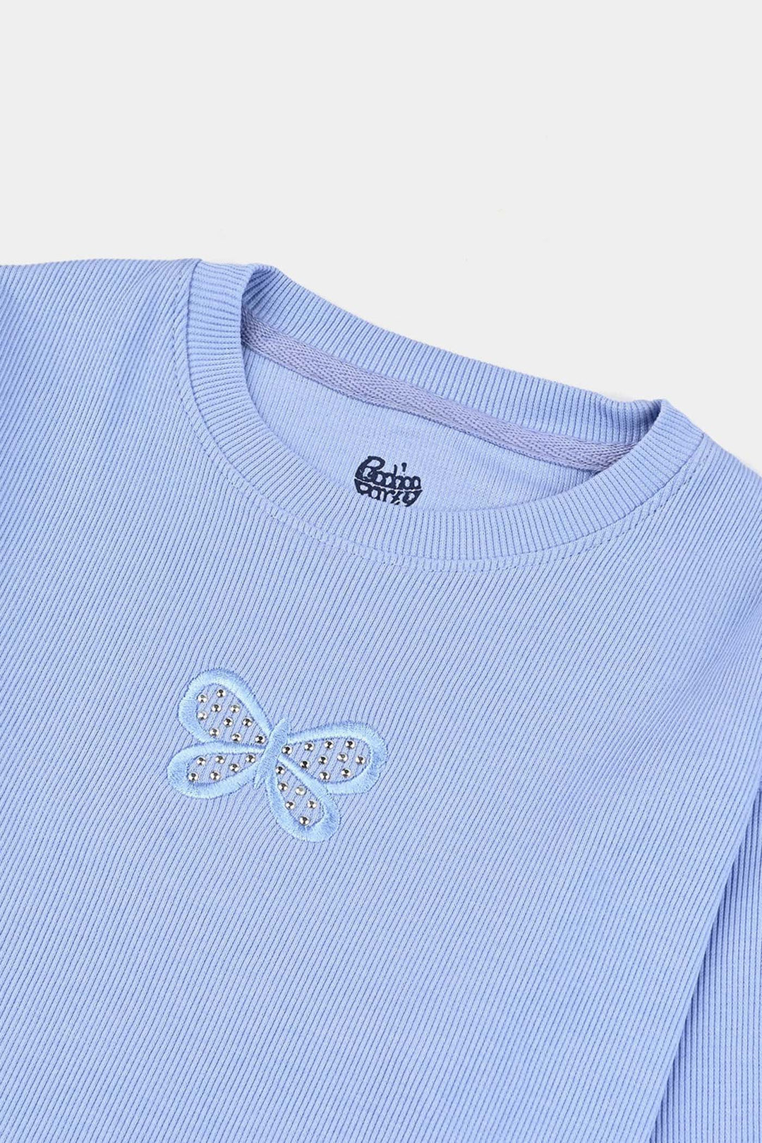 Girls Rib T-Shirt F/S Butterfly