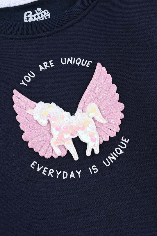 Infant Girls Fleece 2 Piece Suit-NAVY