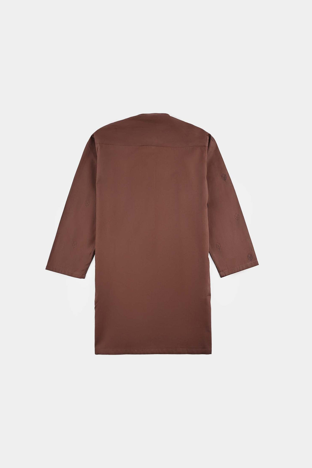 Boys Cotton Poplin Printed Kurta (Fudge Sickle)-BROWN