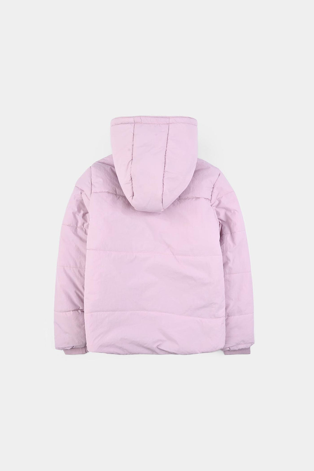 Girls Quilted Hooded Jacket F/S Bow - PURPLE