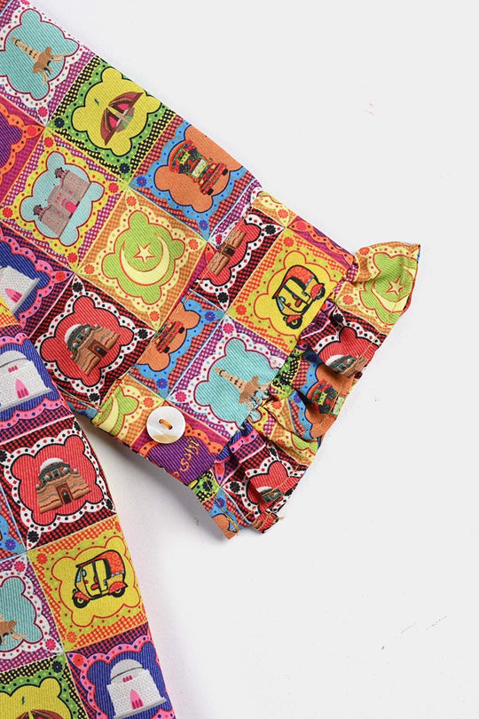 Infant Girls Poly Net Casual Top Ticket Ind-Multi